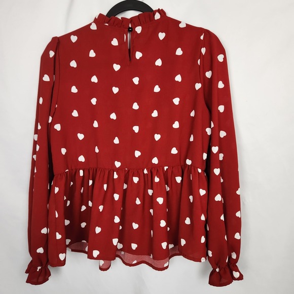 SHEIN Red Heart Print Blouse - Picture 5 of 5